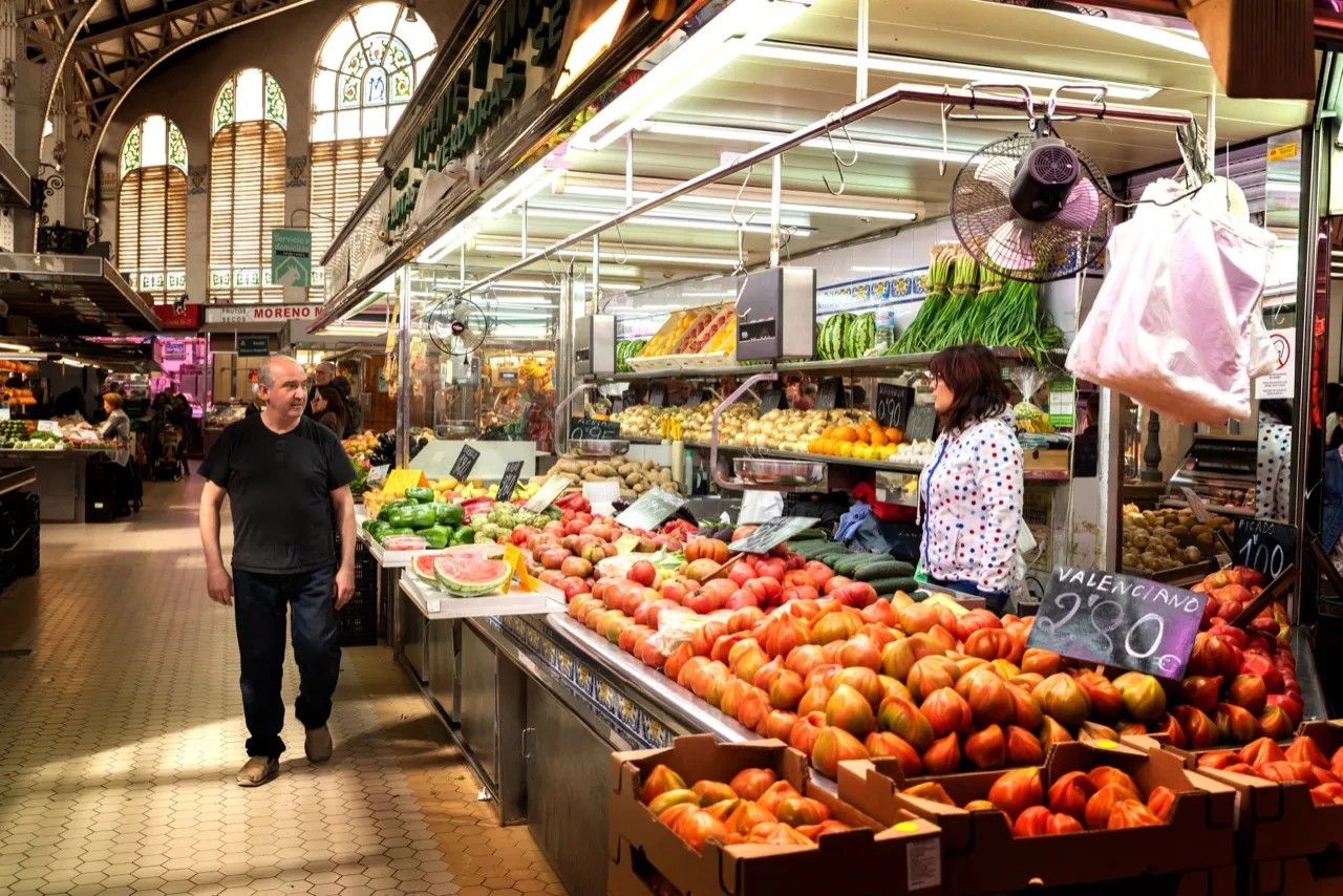 Fresh produce on a stall at the Alhaurín el Grande street market